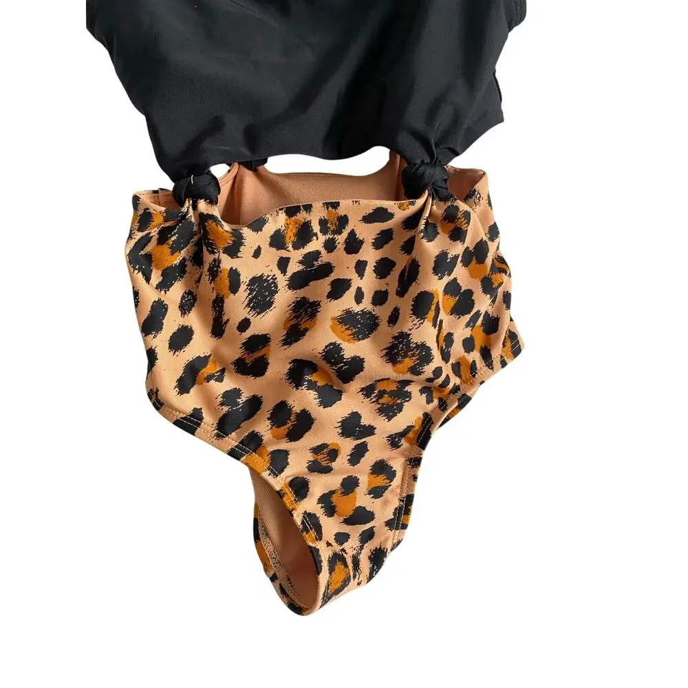 Leopard one piece swimsuit
